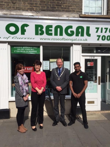 Jo and Robert Everitt outside The Rose of Bengal